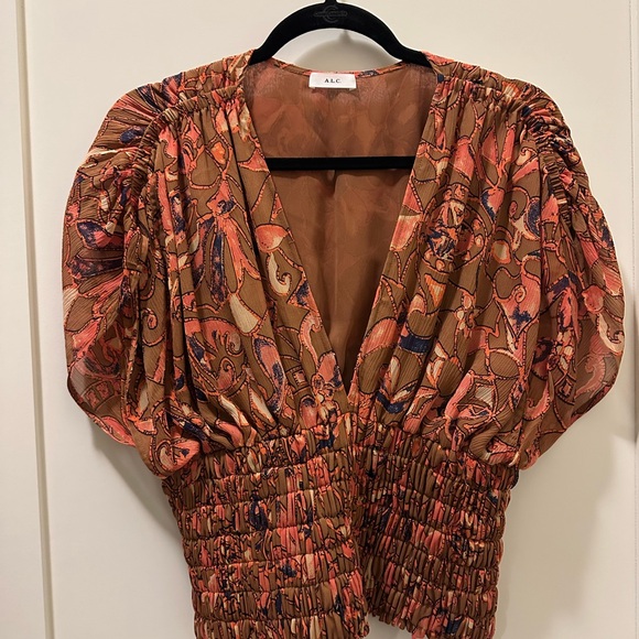 A.L.C. Brown and Pink Floral Blouse - Picture 1 of 4